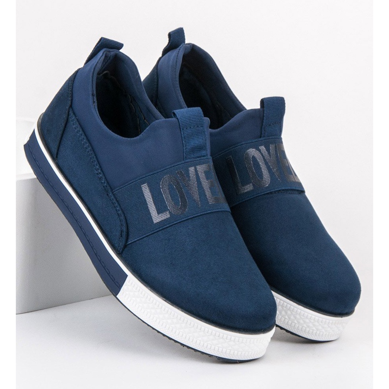 SHELOVET Velúr Slip-On cipő kék zöld 2