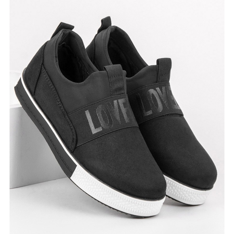 SHELOVET Velúr Slip-On cipő fekete 1