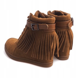 Velúr cipők Boho Fringe 2030 Camel barna 1