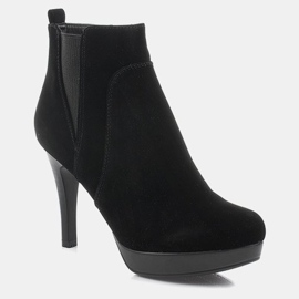 Csizma magas sarkú J0084-1 fekete cipzárral 1