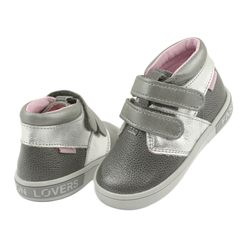 Mazurek bőr tépőzáras cipő 1355 szürke/ezüst 4