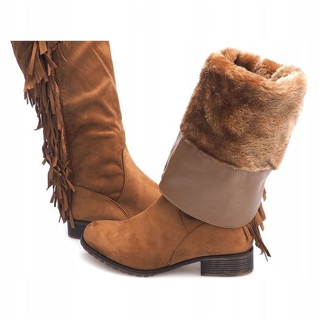 Meleg velúr csizma Boho B13H Camel barna 1