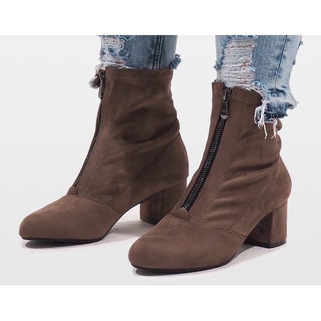 Khaki velúr csizma FOZ-01 cipzárral sokszínű zöld 2 Khaki velúr csizma FOZ-01 cipzárral sokszínű zöld 2