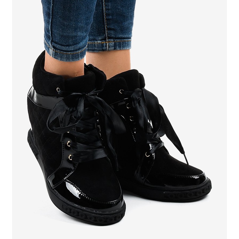 Divatos fekete ék cipők KLS-109-3 2