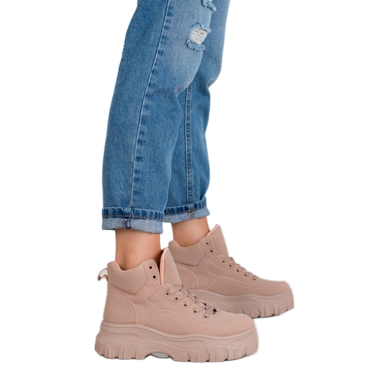 Kylie Fűzős cipők a platformon rózsaszín 1