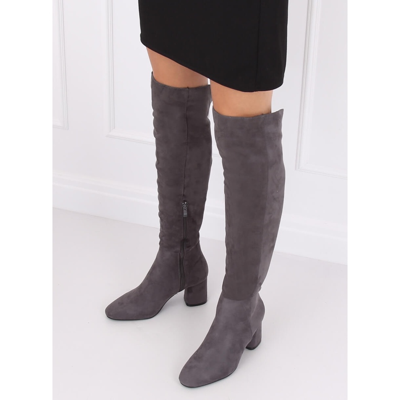 Szürke Térdig érő csizma YQ215 Szürke 1 Szürke Térdig érő csizma YQ215 Szürke 1