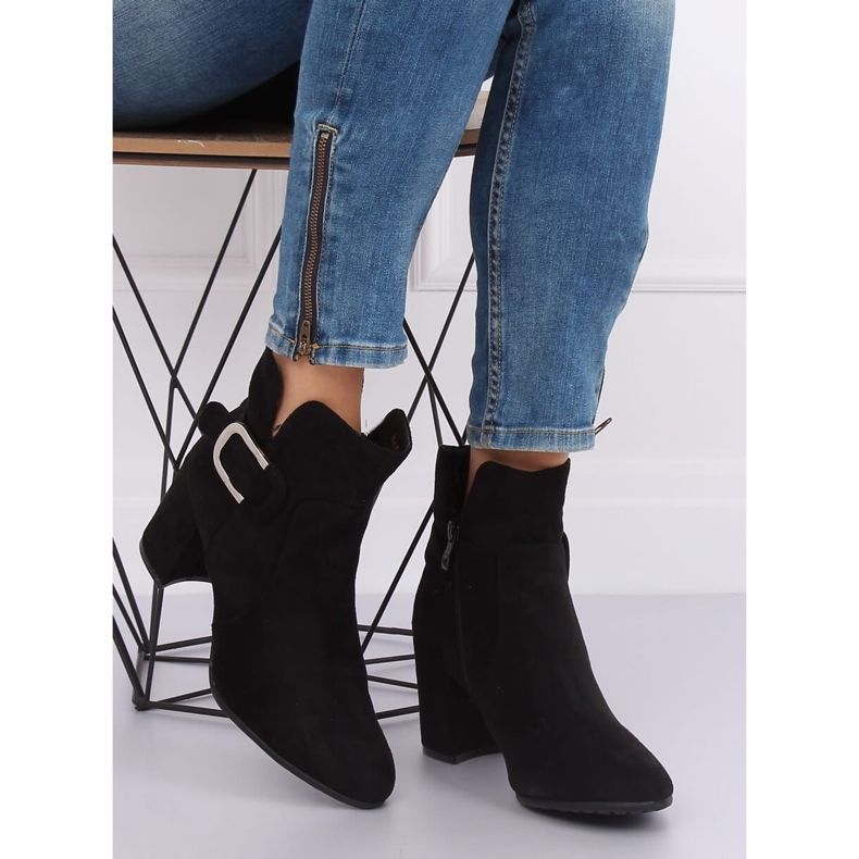 Fekete YL53 Fekete magas sarkú csizma 2