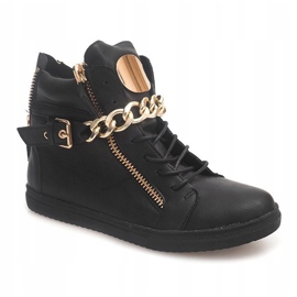 Magas cipők cipzárral 3346 fekete sárga 1