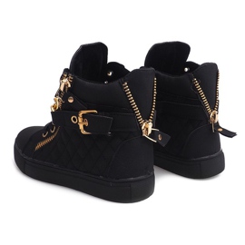 Magasszárú steppelt cipők R-35 Fekete 2