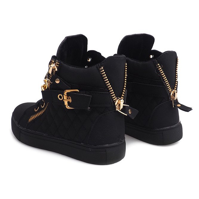 Magasszárú steppelt cipők R-35 Fekete 2