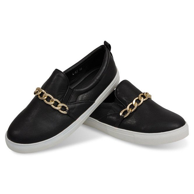 Cipők Slip On L-57 Black fekete 1 Cipők Slip On L-57 Black fekete 1