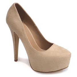Suede szivattyúk a LE107A Light Beige platformon bézs 2