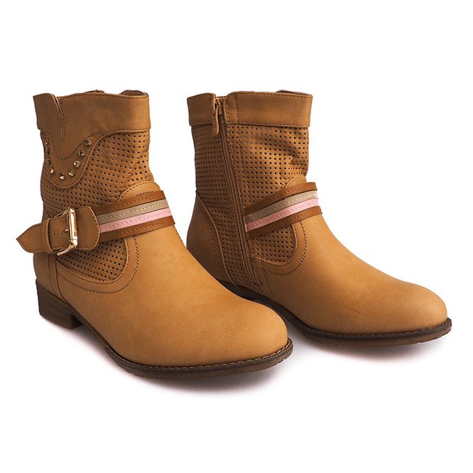 Áttört csizma Cowboy HC230 Camel barna 2