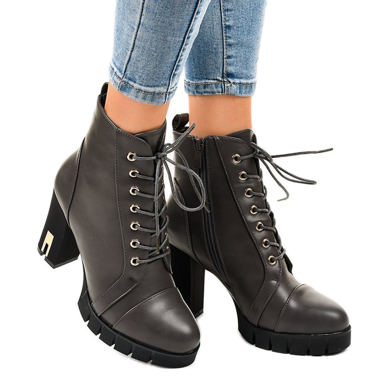 Meleg csizma egy oszlopon, K-9925 cipzárral szürke 2