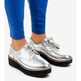 Ezüst elegáns fűzős cipő 2017-1 szürke 1 Ezüst elegáns fűzős cipő 2017-1 szürke 1