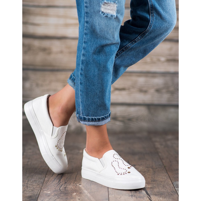 J. Star Slipons strasszokkal fehér 1