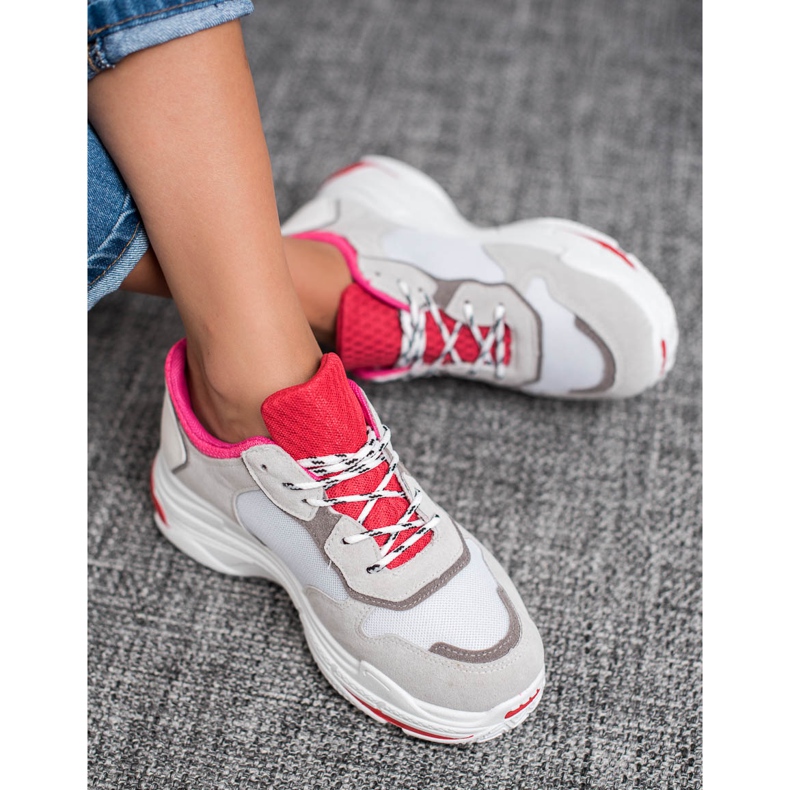 SHELOVET Fűzős sportcipő piros szürke 1