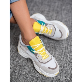 SHELOVET Fűzős sportcipő szürke sárga 1