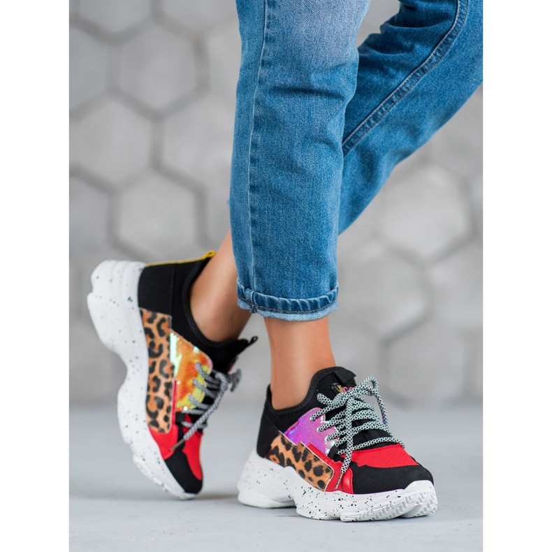 SHELOVET Leopárdmintás sportcipő piros sokszínű 2