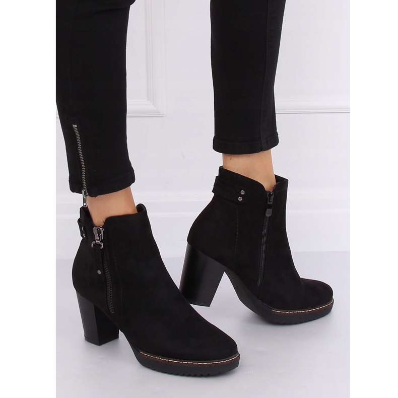 Fekete velúr fekete 8B856 Fekete magas sarkú csizma 2