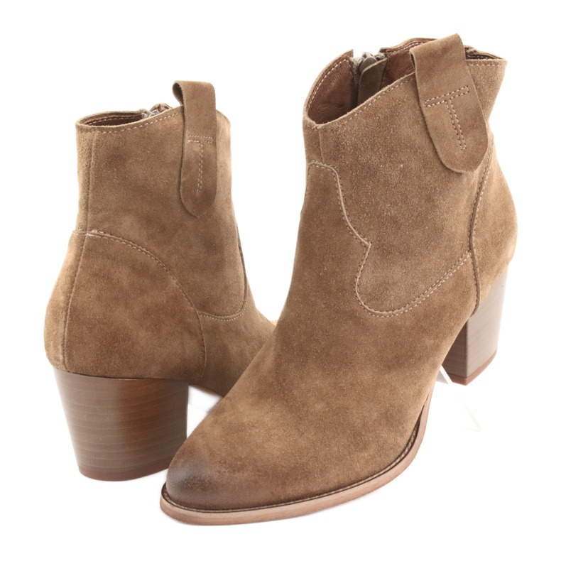 Anabelle 1466 Camel velúr cowboy csizma barna 3
