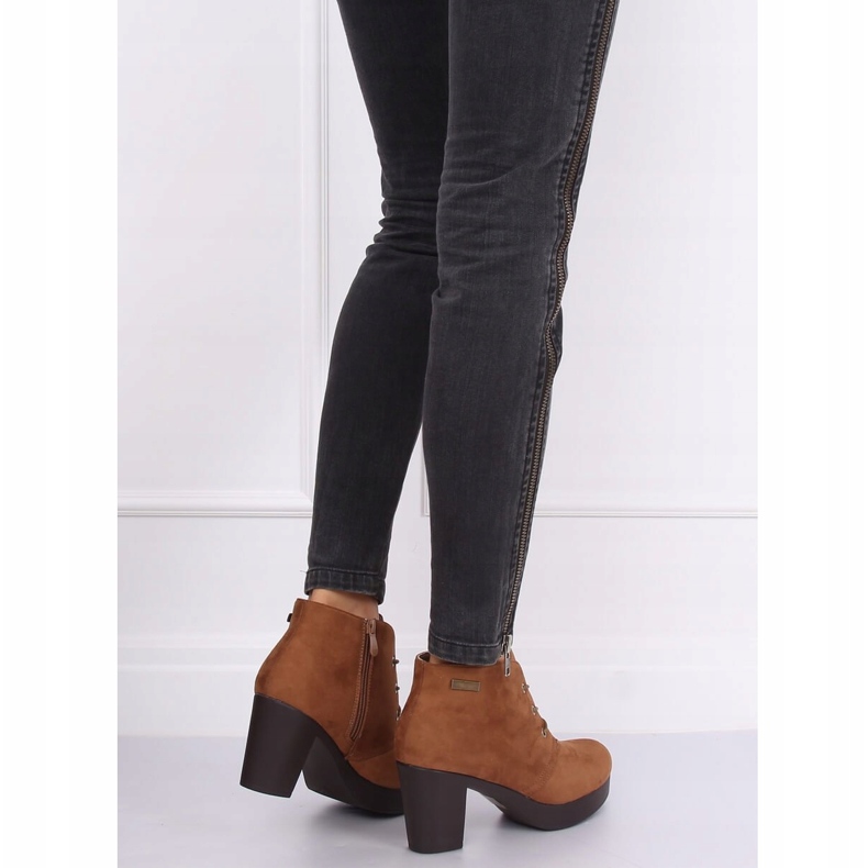 Magas sarkú cipő 8B883 Khaki barna 1