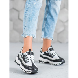 Yes Mile Cipők csillogással fehér fekete 2