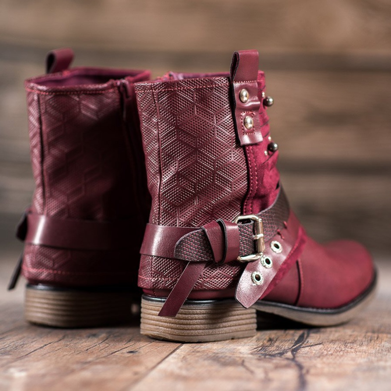 SHELOVET Csizma strasszokkal piros 2