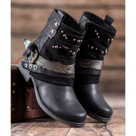 SHELOVET Csizma strasszokkal fekete 1