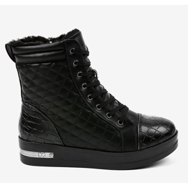 Fekete szigetelésű cipők cipzárral 9015-1 2