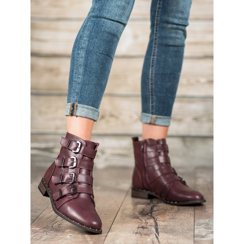 Cm Paris Csizmák csatokkal piros 1