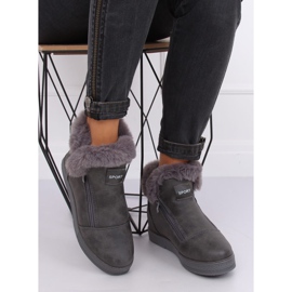 Szürke bokáig érő cipők szőrmével W19-29 Szürke 1