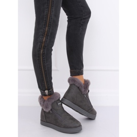 Szürke bokáig érő cipők szőrmével W19-29 Szürke 2