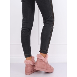 Rózsaszín bokáig érő cipők szőrmével W19-29 Rózsaszín 2