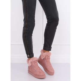 Rózsaszín bokáig érő cipők szőrmével W19-29 Rózsaszín 1