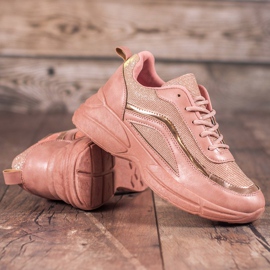 SHELOVET Fényes sportcipő rózsaszín 4