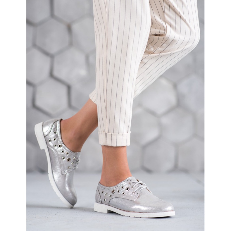 SHELOVET Fűzött cipő Eco bőrrel szürke 1