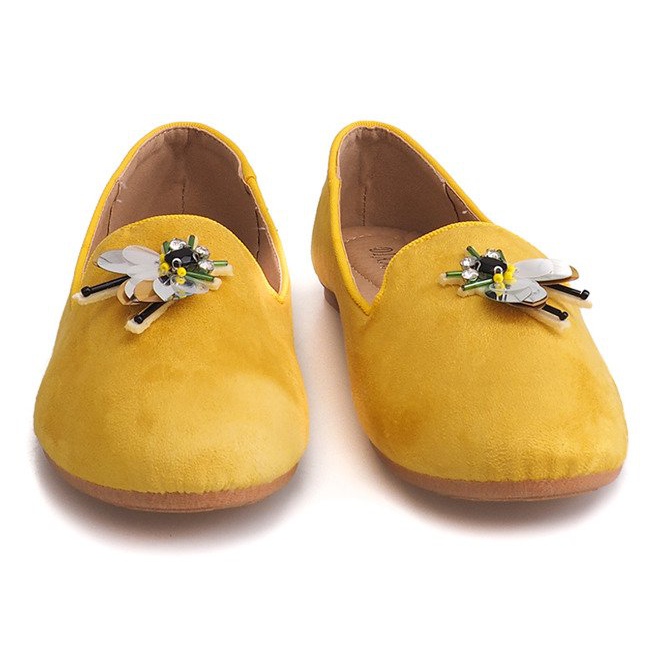Velúr balerinák hajszállal 9988 Sárga 1