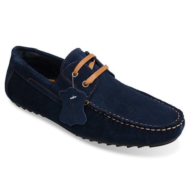 Fűzős bőr bőrcipők SH57 Navy Blue sötétkék 1