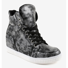 Fekete cipők fűzős ékkel ON001 1