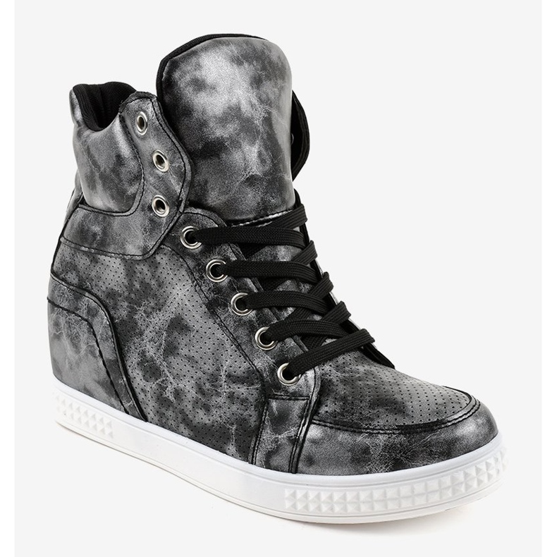 Fekete cipők fűzős ékkel ON001 1