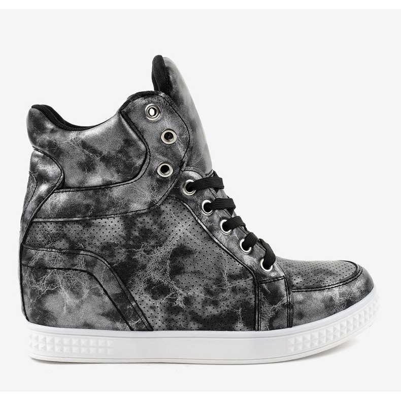 Fekete cipők fűzős ékkel ON001 2