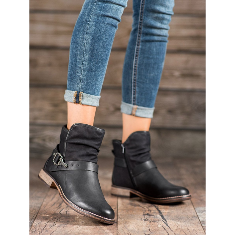 SHELOVET Magas csizma csattal fekete 2 SHELOVET Magas csizma csattal fekete 2