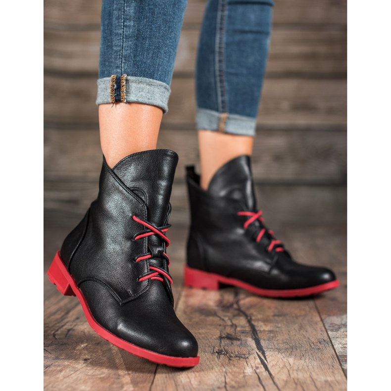 Filippo Fűzős csizma öko bőrrel fekete 1