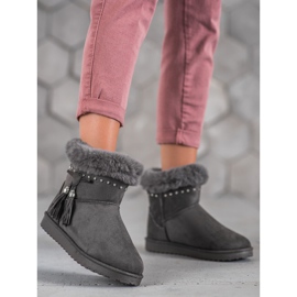 SHELOVET Mukluki Kristályokkal szürke 1