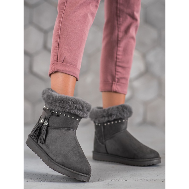 SHELOVET Mukluki Kristályokkal szürke 1