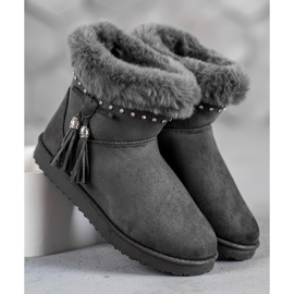 SHELOVET Mukluki Kristályokkal szürke 2