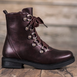 SHELOVET Fűzős csizma piros sokszínű 2 SHELOVET Fűzős csizma piros sokszínű 2