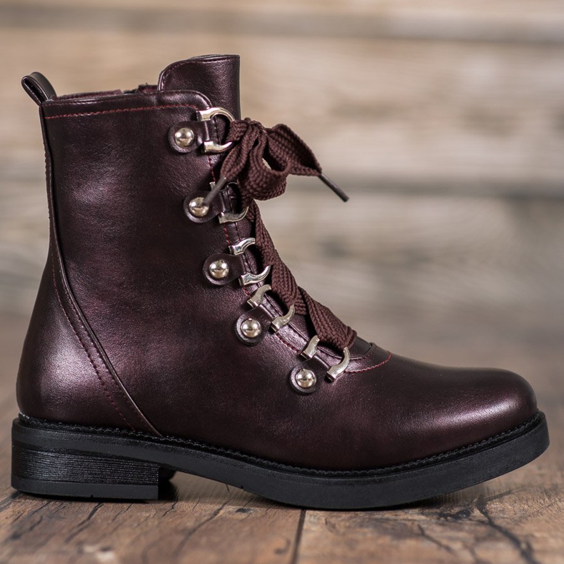 SHELOVET Fűzős csizma piros sokszínű 2 SHELOVET Fűzős csizma piros sokszínű 2