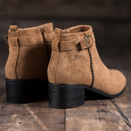 SHELOVET Velúr magas sarkú csizma barna 1